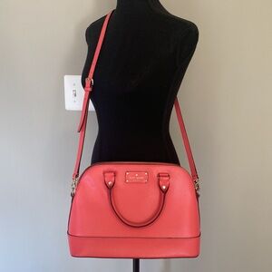 Kate Spade Beautiful Pink Satchel Handbag With Crossbody Strap With Handles